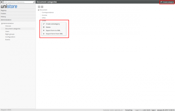 How to create new document category