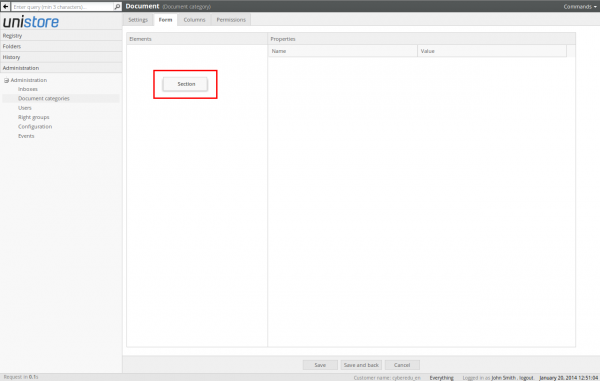 Designing document form - section