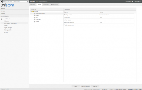 Designing document form - field attributes