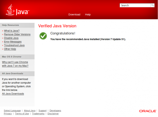 Veryfing Java version