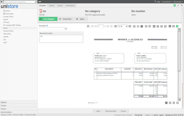 Document view from inbox 