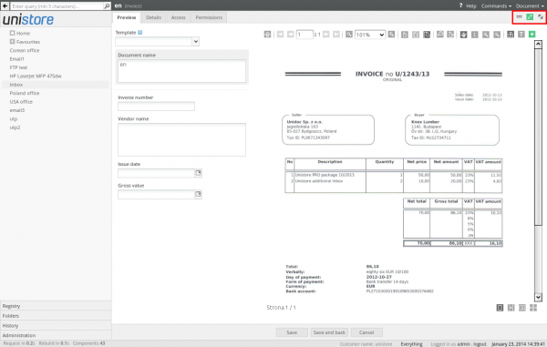 Document form filling mode after setting the category