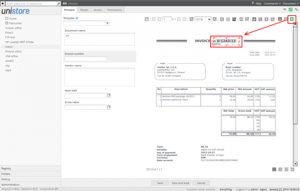 Adding area to the scanned document preview