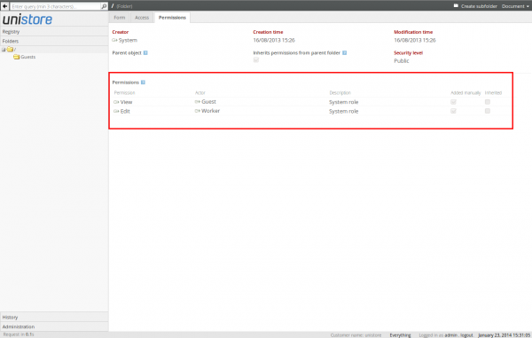 Default root folder permissions