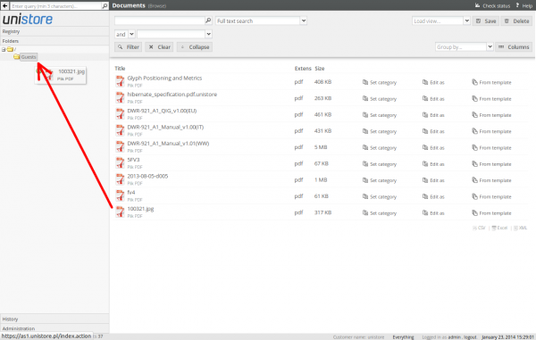 Moving document directly from the inbox to the folder