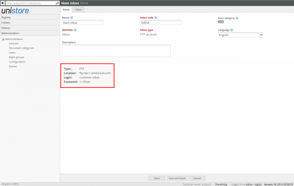 FTP inbox example