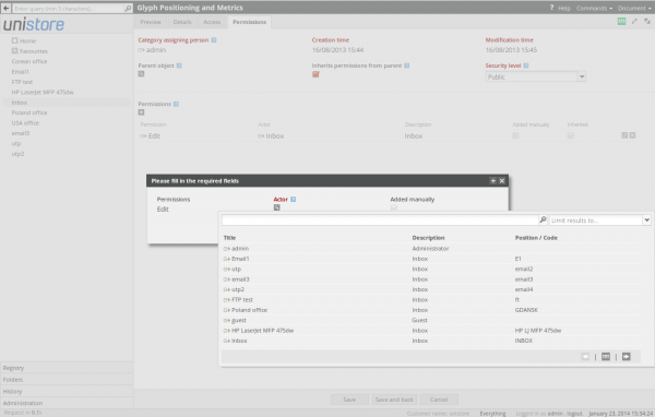Selecting permitted users