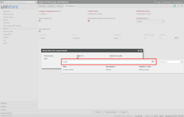 Filtering the list to select permitted users