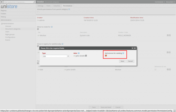 Adding custom permission to the document category