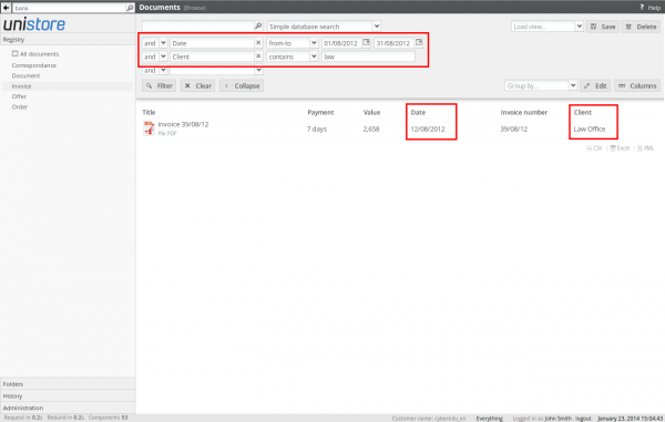 Registry filtered by two fields