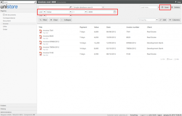 Saving filter criteria as a view