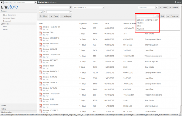 Selecting a field to group documents