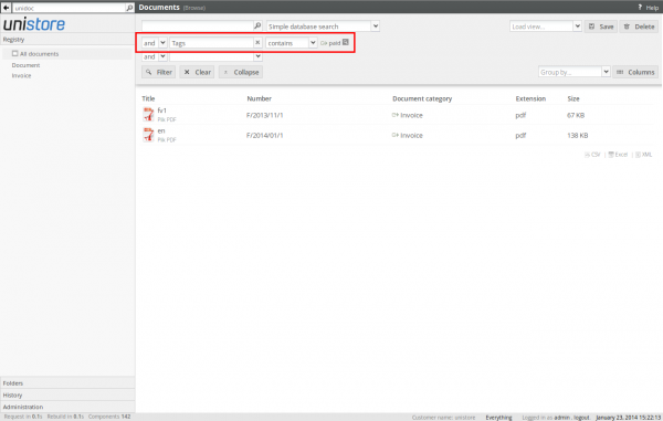 Registry view filtered by the tag